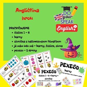 Angličtina hrou - číslice, barvy, slovíčka + Halloween téma