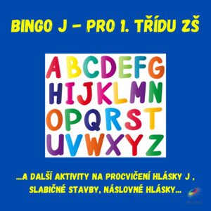 Bingo J, materiál vhodný pro 1. třídu ZŠ k procvičení písmene/hlásky J různými aktivitami. Lze zakoupit i zvýhodněnou sadu s písmeny L, I, U, P, J.