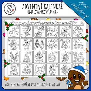 Omalovánkový adventní kalendář A4 i A3