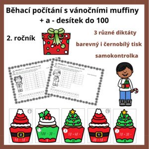 Běhací počítání s vánočními muffiny + a - desítek do 100