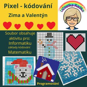 Pixel - Zima a Valentýn kódované obrázky