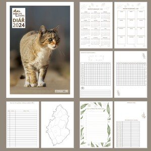 Praktický diář 2024 s plno TO DO listy a s dalšími vychytávkami (design Kočka)