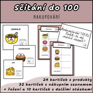 Sčítání do 100 s přechodem - nakupování (běhací hra)