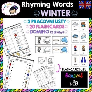 RHYMING WORDS - WINTER - pracovní listy, domino, flashcards