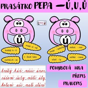Prasátko Pepa - pravopis ú,ů,u.