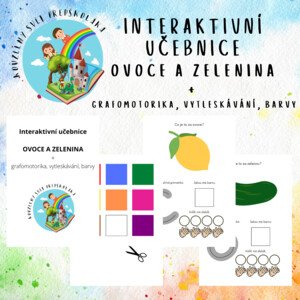 Interaktivní učebnice - OVOCE A ZELENINA - GRAFOMOTORIKA, BARVY, VYTLESKÁVÁNÍ NA SLABIKY