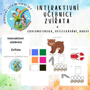 Interaktivní učebnice - ZVÍŘATA + GRAFOMOTORIKA, BARVY, VYTLESKÁVÁNÍ NA SLABIKY