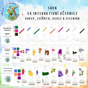 SADA 3x interaktivní učebnice - zvířata, barvy, ovoce a zelenina