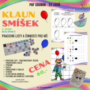 Klaun Smíšek a jeho balónky - pracovní listy a aktivity pro MŠ