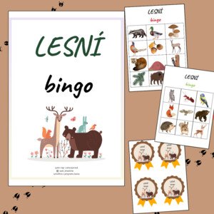Lesní zvířátka - bingo (4 varianty využití + medaile)