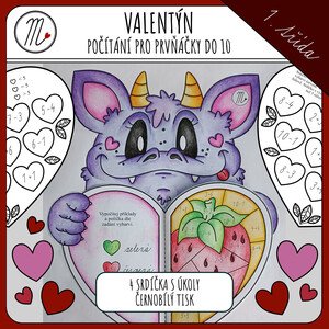 Valentýn - počítání do 10 pro prvňáčky