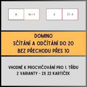 Domino - sčítání a odčítání do 20 bez přechodu přes 10
