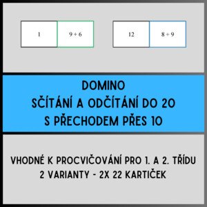 Domino - sčítání a odčítání do 20 s přechodem přes 10