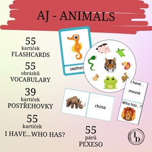 ANIMALS (flashcards, vocabulary, postřehovka, pairs, I have...Who has?)