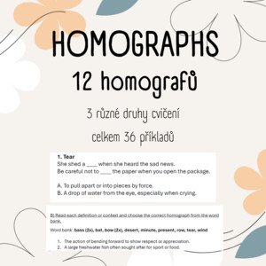 Homographs - slova, která se stejně píšou, ale jinak čtou
