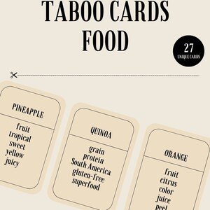 Taboo Cards - Food (jídlo)