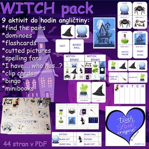 WITCH pack - balíček 9 aktivit do výuky angličtiny. Celkem 48 stran