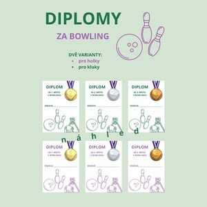 DIPLOMY za bowling (6 diplomů)
