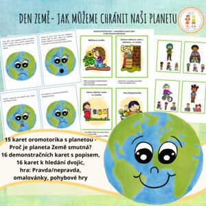 Den Země - Chráníme naši planetu - oromotorika s planetou Zemí, demonstrační karty s hrami