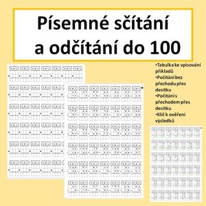 Písemné sčítání a odčítání v oboru do 100