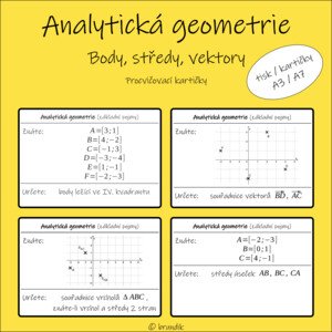 Analytická geometrie - body, středy, vektory (procvičovací kartičky)
