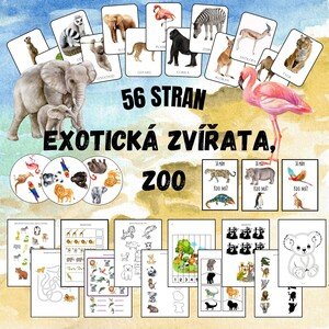 ZOO, Exotická zvířata - Demonstrační obrázky, Já mám, kdo má, postřehovka, pracovní listy, skládačky, tečkování