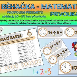 Matematika + prvouka - BĚHAČKA - hodiny + počítání 1. třída