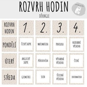 Rozvrh hodin velký - Džungle