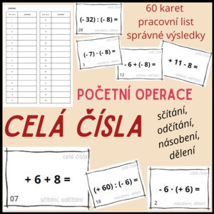 CELÁ ČÍSLA - karty se zadáním (60 karet a správné výsledky)