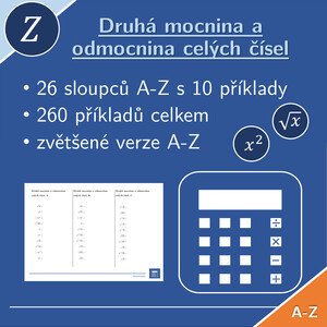 Druhá mocnina a odmocnina celých čísel | matematika |26 sloupců