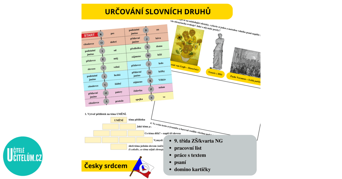 Určování slovních druhů - Český jazyk - čtení | UčiteléUčitelům.cz