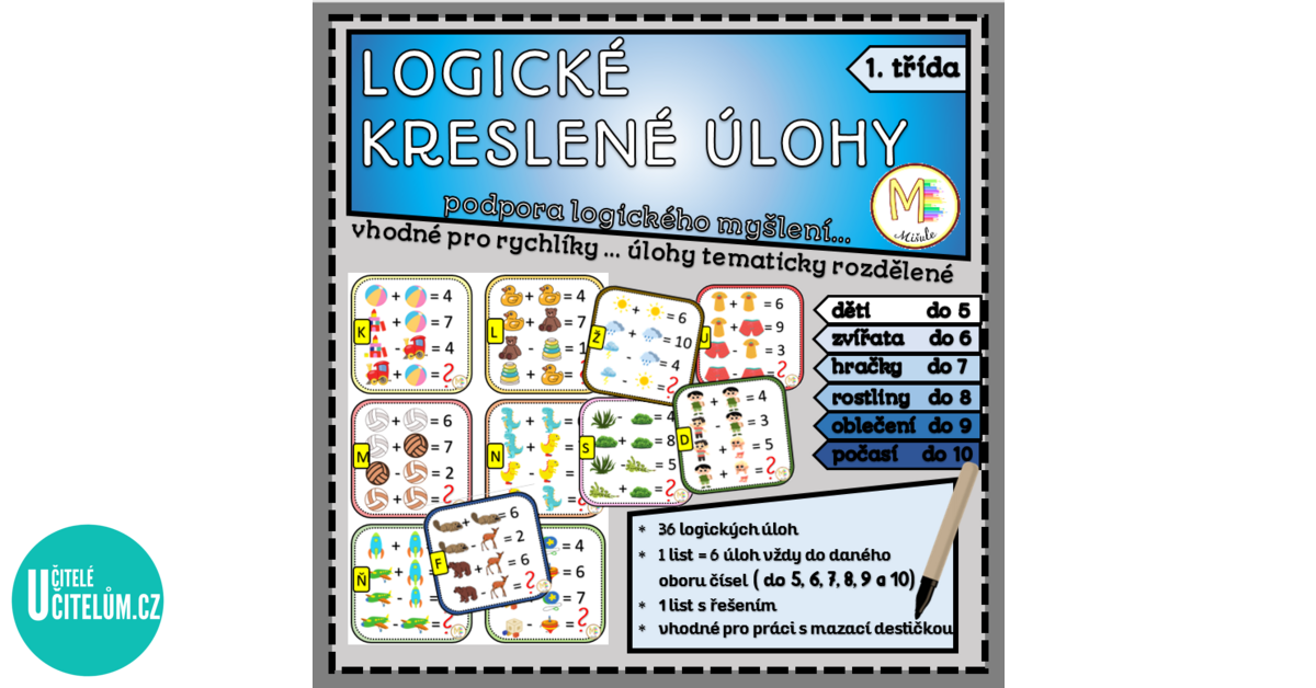 LOGICKÉ KRESLENÉ ÚLOHY- 1. třída - Matematika | UčiteléUčitelům.cz